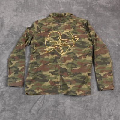 Chaqueta vaquera American Eagle para mujer pequeña verde marrón camuflaje abrigo militar Foto 1 de 4