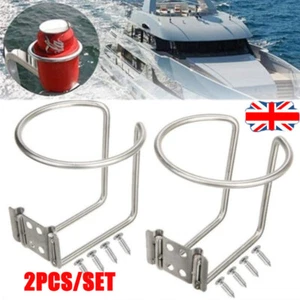 2x Cup Stainless Steel Boat Drink Holder Car Truck Marine Yacht Ring Holders New - Picture 1 of 13