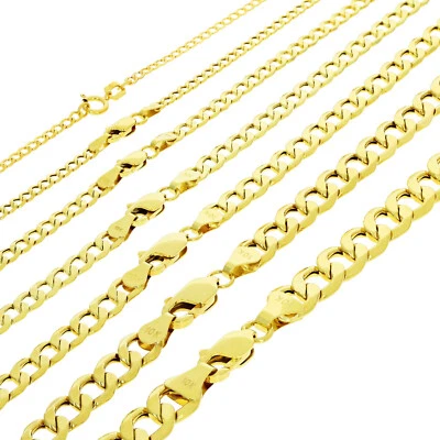 10K Yellow Gold 2mm-7.5mm Curb Cuban Chain Link Necklace or Bracelet 7"-30" - Image 1 of 4