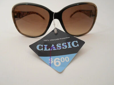 NEW WOMEN'S CLASSIC SUNGLASSES BROWN ANIMAL PRINT/GOLD - Image 1 of 4