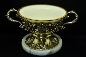Alvin Sterling Silver Liners #2835 with Lenox Soup Dessert Porcelain Bowl - Picture 1 of 9