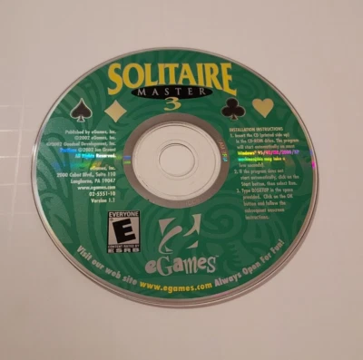 Solitaire Master 3 PC CD-ROM Software 2002 eGames 95/98/ME/2000/XP - Image 1 of 3