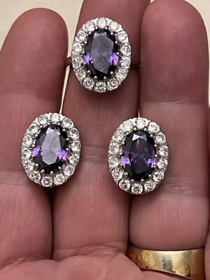 Amethyst Quarz Diamanten Ohrringe Ring (18,1)  925 Sterling Silber - Bild 1 von 4