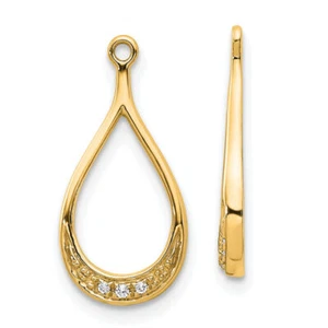 14K Solid Yellow Gold Diamond Earring Jackets - Picture 1 of 5