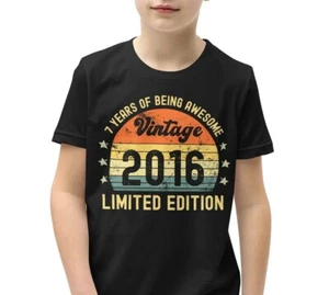 7 Year old birthday boy 7th bday 7 yr girl birthday gifts kids tee shirt - Picture 1 of 13