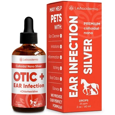 OTIC+ Gotas para infecciones de oído de perro | Nano plata y clorhexidina | 2 OZ Foto 1 de 4
