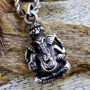 Ciondolo Ganesh portafortuna Signore del successo amuleto in argento sterling 925 - Foto 1 di 2