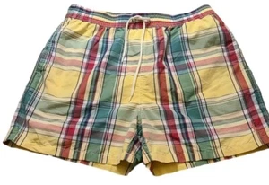 Ralph Lauren Vintage Men's Large Yellow Plaid Swim Shorts - Picture 1 of 10
