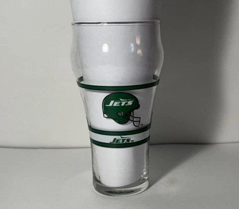 Vintage New York Jets Coca-Cola 6" Fountain Drinking Glass - New Cover