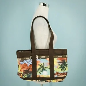 Bolso de hombro mediano LeSportSac tropical hawaiano palmera océano - Imagen 1 de 7