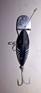 Vintage Fishing Lure HEDDON  GO-DEEPER RIVER RUNT Black & White - Picture 1 of 4