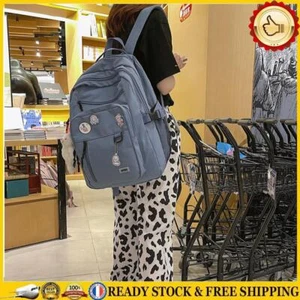 Casual Nylon Backpack Multi-pocket College Girl School Travel Rucksacks (Blue) - Afbeelding 1 van 7