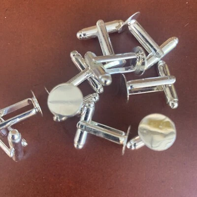 10 gemelos de metal plateado en blanco 10 mm almohadilla redonda para pegar fornituras cabinas ~ gemelos Foto 1 de 3