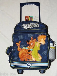 SCOOBY-DOO LARGE BLUE ROLLING CANVAS BACKPACK WITH WATER BOTTLE 16" X 12 " - Picture 1 of 7