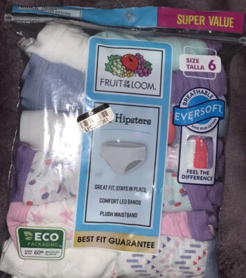 Fruit of the Loom Girls 13 Pack Hipsters Underwear Size 6 Pink~white ~purple - Image 1 of 2