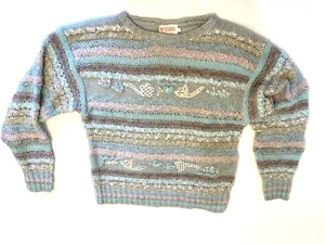 Beldoch Popper Sweater Women LARGE SOFT PASTEL COLORS PINK Cottage Granny Core - Picture 1 of 2