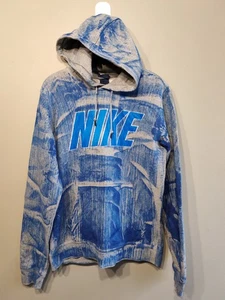 Felpa con cappuccio Nike Mesh Spell Out Over Dyed piccola grigia blu pullover pennello  - Foto 1 di 9