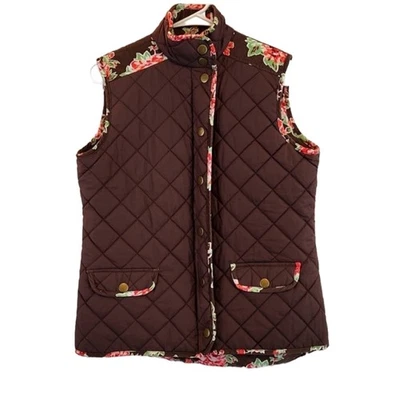 Chaleco Matilda Jane Acolchado Marrón y Pana Floral Cremallera y Presión Talla SM Sin Mangas Foto 1 de 4
