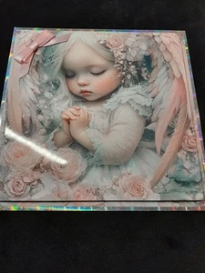 New Handmade Cute  Angle Themed  Birthday Card size 8" X 8" - Picture 1 of 5