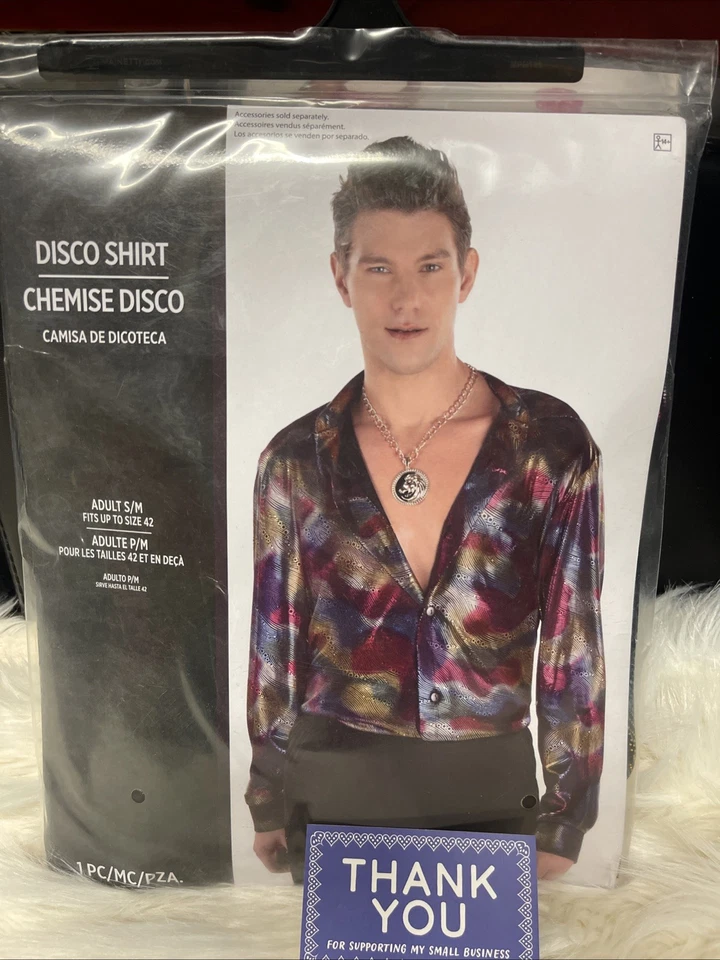 Camisa Disco Años 70 Para Hombre Camisa Retro S/M Disfraz Halloween Adulto Foto 1 de 1