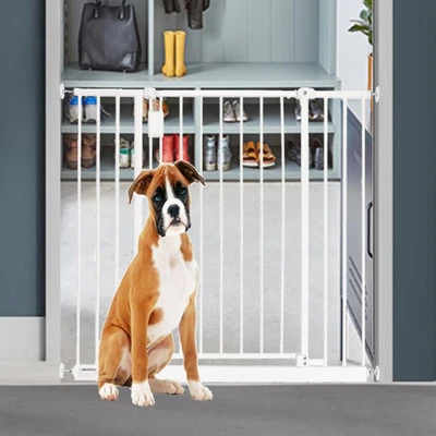 Bettacare Dog Gate, Wide Hallway Barrier White Black Grey Range 97cm - 152.6cm
