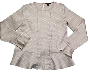 Banana Republic Women's Long Sleeve Mauve Ruffle Sleeve Blouse Top Small - Picture 1 of 8