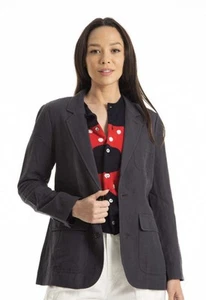Ladies ALEX MILL Meggie Relaxed Drapey Twill Blue Linen Blazer Jacket Size L NEW - Picture 1 of 8
