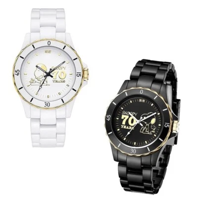 SNOOPY 70th Anniversary Hybrid Ceramic Watch White and Black 2 Types JAPAN NEW - Image 1 of 4