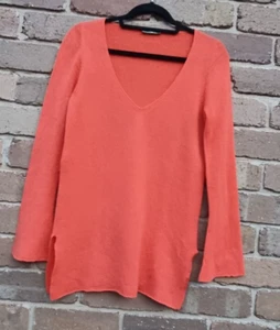 MDL Orange Knit 100% Cashmere Jumper Made in Italy V Neck Size 1 - Picture 1 of 12