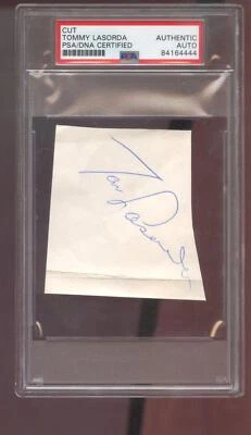 Tommy Lasorda Tom Signed Autographed Autograph Auto PSA PSA/DNA COA Baseball Cut - Image 1 of 2