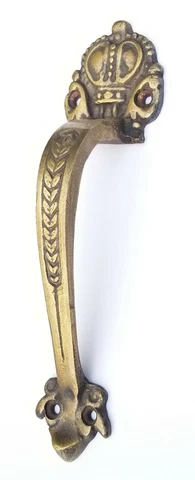 Solid Brass Ant. Style Crown Lg. Handle 6-3/4" Pull Door Cabinet Barn Gate #P10 Cover