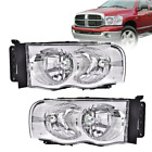 FIT FOR 2002-2005 DODGE RAM 1500 2500 3500 CHROME CLEAR HEADLIGHTS LEFT & RIGHT 