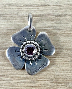 Pandora Fiore Argento Sterling Chiusura Apri con Zirconi Rosa - 890000pz 3/4" - Foto 1 di 2