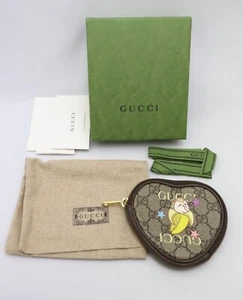 Gucci x Bananya GG PVC Leather Heart Coin Case 701062 With Box & Pouch 218 8839 - Picture 1 of 8