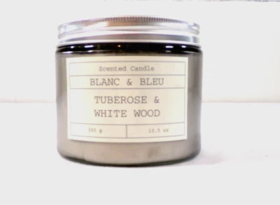 SCENTED CANDLE BLANC & BLEU TUBEROSE & WHITE WOOD 10.5 0Z POPULAR SCENT - Image 1 of 3
