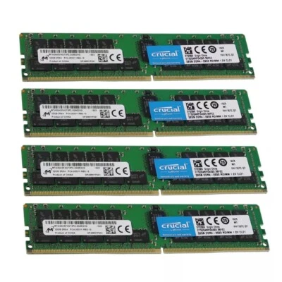 Crucial 128GB (4X32GB) DDR4 2933MHz PC4-23400 ECC REG Memory Ram (CT32G4RFD4293) - Image 1 of 4