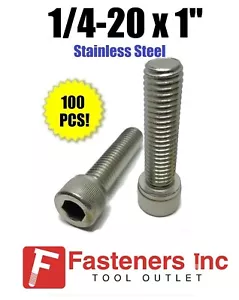 (Qty 100) 1/4-20 x 1" Stainless Steel Socket Head Cap Screw Standard 18-8 - Picture 1 of 2