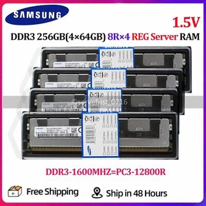 SAMSUNG 256GB(4×64GB) DDR3 1600MHz LRDIMM RAM 8Rx4 PC3-12800 Server Speicher REG - Bild 1 von 6