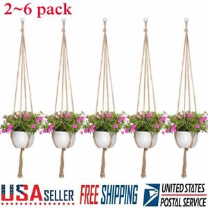2/4X Plant Hanger Macrame Hanging Planter Basket Rope Flower Pot Holder 3FT 4FT