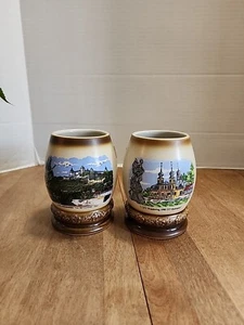 Pair of 0.5 L German Souvenir Beer Mugs Wandertag TSV Rottendorf 1989 & 1990 - Picture 1 of 10