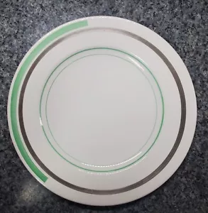 RARE Shelley EVE 12133 Lunch Plate Green & Platinum Bands 1930s England - Picture 1 of 5