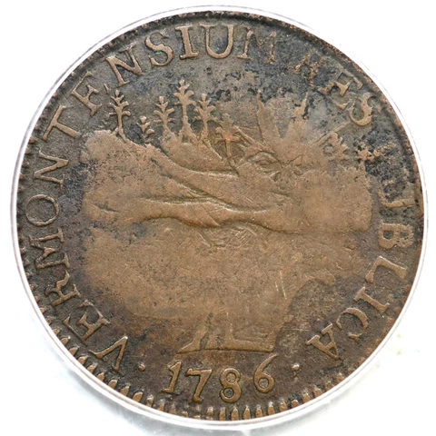 1786 RR-7 R-3 PCGS VF 25 VERMONTENSIUM Landscape Vermont Colonial Copper Coin Cover