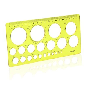 Circle Drawing Template Yellow Multi-Function Stencil Round Ruler Office Use - Picture 1 of 7