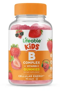 Lifeable Vitamin B Complex for Kids - Strawberry Flavor Gummy - 90 Count - Picture 1 of 9