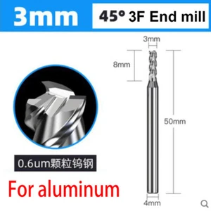 3mm End Mill HRC45 3F 50MM length Solid Carbide Milling cutter for Aluminum - Picture 1 of 8