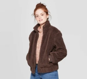 Women's Sherpa Bomber Jacket - Universal Thread - Brown - Various Sizes - S571 - Picture 1 of 3