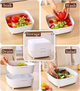 Drain Baskets, Multi-Functional Kitchen Colander Set, 3.5 Quart - New - Picture 1 of 6