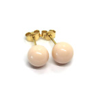 Yellow Gold Earrings Or White, 18K, Lobe, Sphere Paste Coral Pink From 8 MM