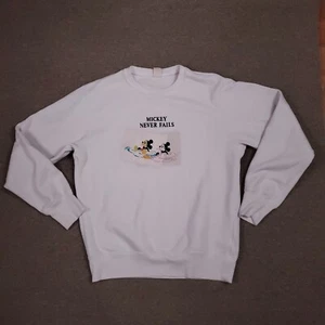 Uniqlo Disney Sweatshirt White Medium Mickey Never Fails Long Sleeve Pullover - Picture 1 of 11