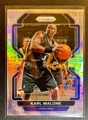 Karl Malone #/150 Panini Prizm Pandora Refractor 2021-22 Parallel #259 HOF Jazz - Image 1 of 2